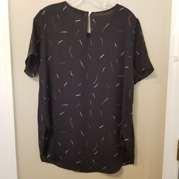 Apt.9 Women's L Blouse Black with muticolor design - Picture 2 of 6